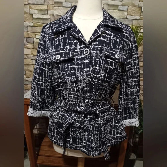 RUBY RD Women's Large(14)Belted Jacket Navy White‎ - Picture 4 of 9
